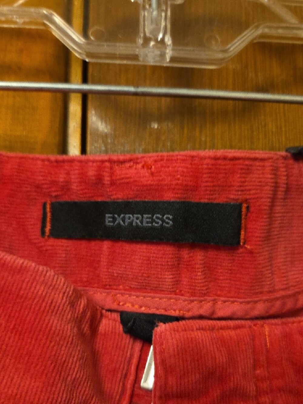 Express Slim Flared Leg Corduroy Jeans in Red - Picture 2 of 12